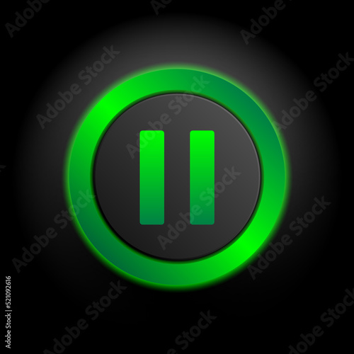 Multimedia web icon, pause icon in green button