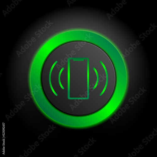 Multimedia web icon, mobile signal icon in green button