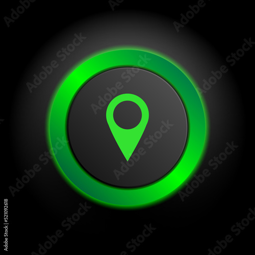 Multimedia web icon, pin map icon in green button