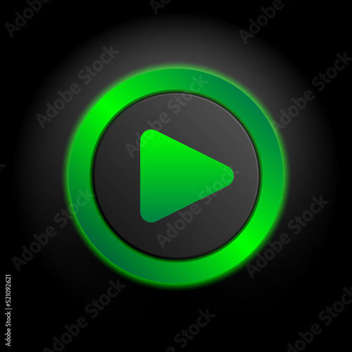 Multimedia web icon, play icon in green button
