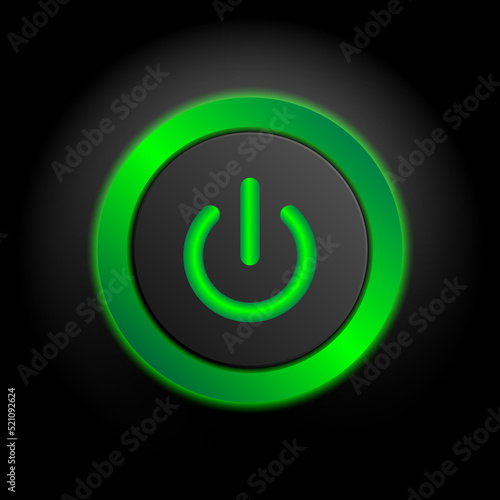 Multimedia web icon, on off power  icon in green button