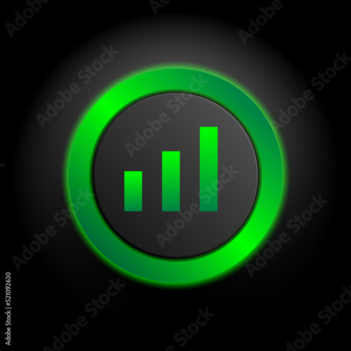 Multimedia web icon, cellular signal icon in green button