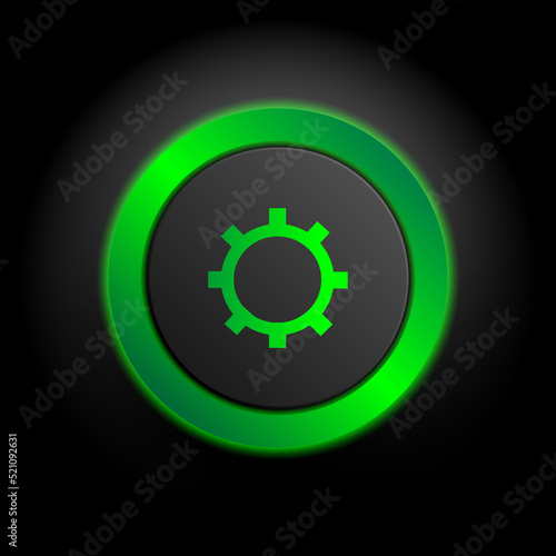 Multimedia web icon, gear, system icon in green button