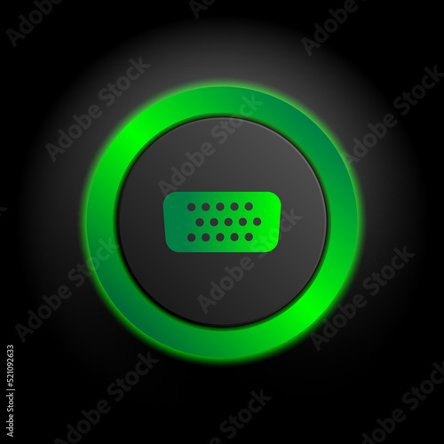 Multimedia web icon, vga icon in green button