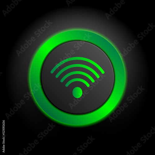 Multimedia web icon, wifi icon in green button