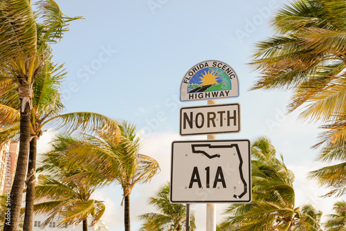 north a1a sign in ft lauderdale beach  photo