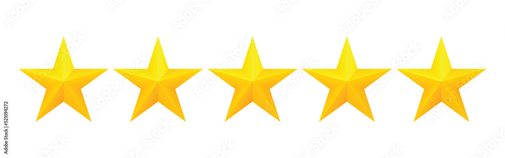 Obraz premium Five stars customer product rating review flat icon for apps and websites
