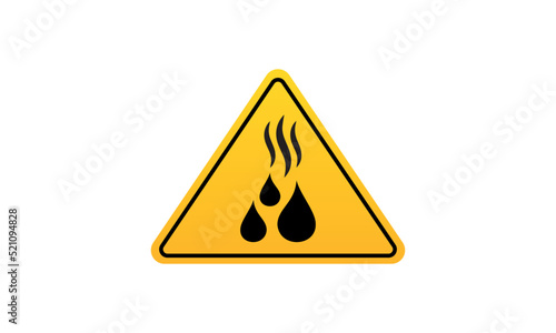 Hot water caution sign , Burn hazard yellow safety sign