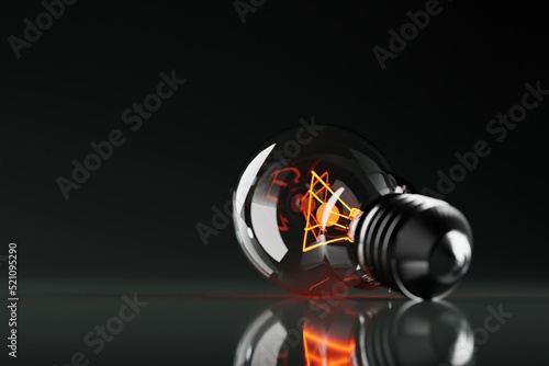 Light bulb over a dark background. The concept of electricity  light  dealing with the dark. Idea and concept. 3d render