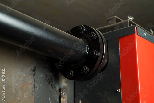 solid fuel boiler pipe fragments metal and plastic pump controller pressure gauge door lock iron pipes