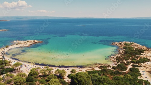 Stunning natural seascape. Karydi beach in Greece popular among tourists. Turquoise see-through sea water. . High quality photo © PoppyPix