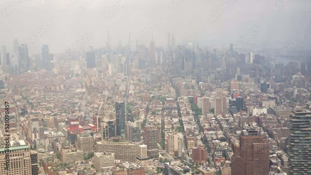 View Through Skyscraper Window To New York Below