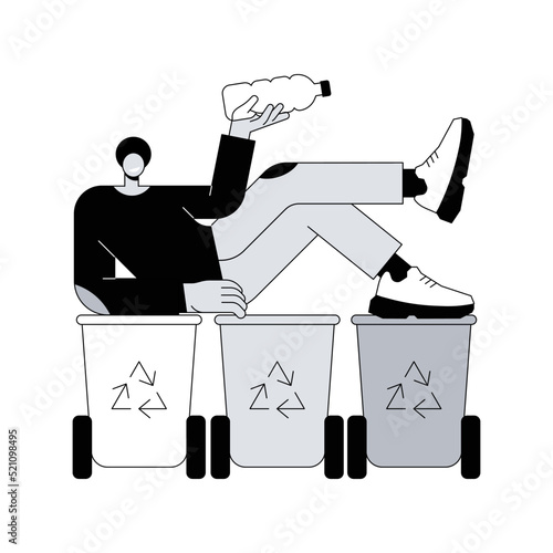 Garbage collection and sorting abstract concept vector illustration. Household waste collection, local disposal systems, waste segregation, urban curbside service vehicles abstract metaphor.
