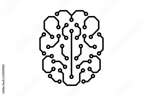 Artificial Intelligence microchip digital brain. AI chip board circuit linear icon. Neural network processor line symbol. CPU center computer system sign. Futuristic data technology. Vector eps