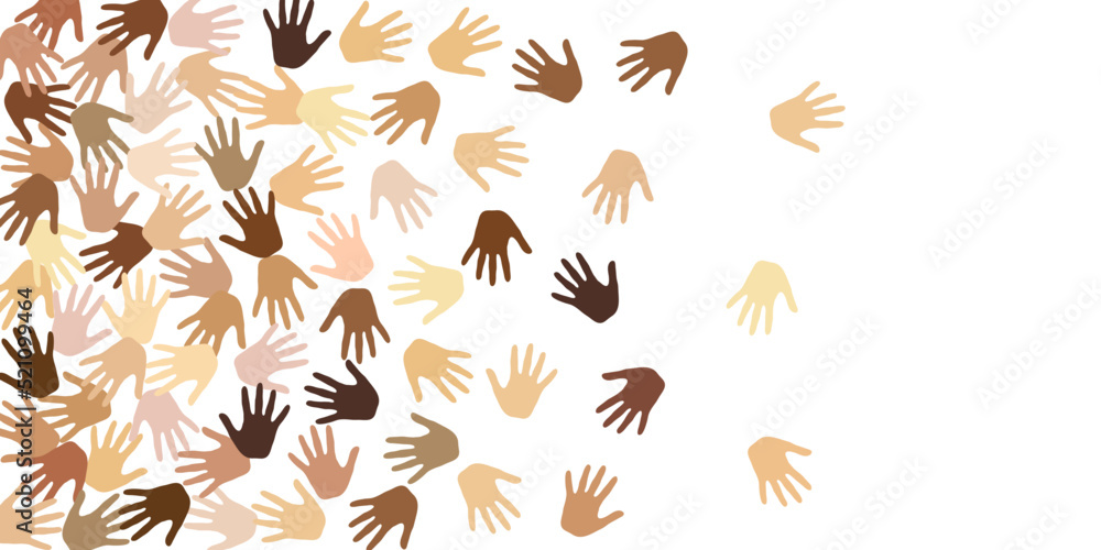Human hands of various skin tone vector illustration. Voting concept.