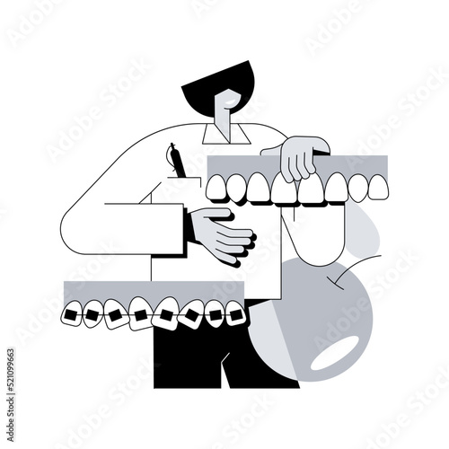 Orthodontic services abstract concept vector illustration. Orthodontic clinic department, family dentistry, dental appliance, oral hygiene, teeth center, stomatology service abstract metaphor.