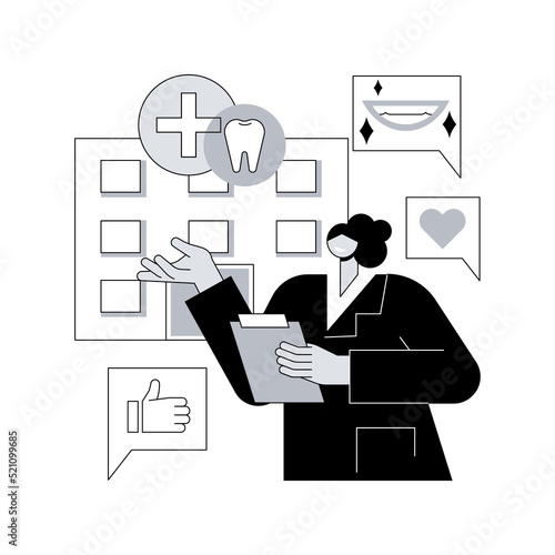 Dental esthetic clinic abstract concept vector illustration. Cosmetic dental service, teeth aesthetic treatment, private dentistry, beauty medical clinic, smile treatment studio abstract metaphor.