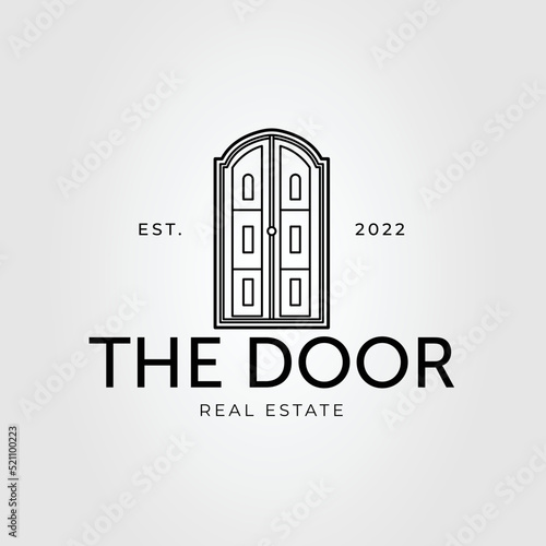 house door or home gate logo vector illustration design