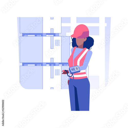 Ring scanner isolated concept vector illustration. Warehouse worker using wearable ring scanner in stock, wholesale business, foreign trade, smart inventory technologies vector concept.