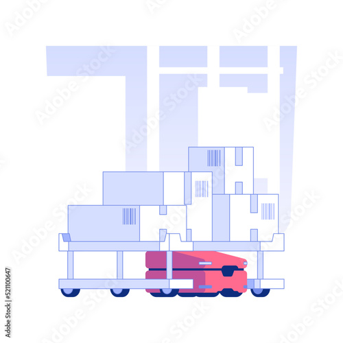 Automated guided cart isolated concept vector illustration. Self-driving cart at factory, automated guided vehicle in stock, wholesale and warehousing business, foreign trade vector concept.