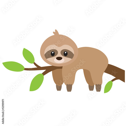 Cute baby sloth vector cartoon illustration