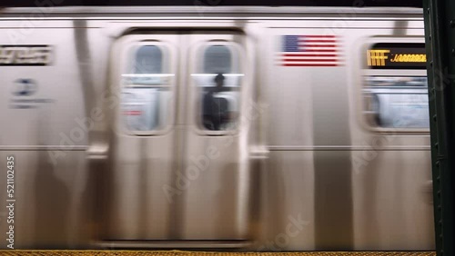 Subway Train Arriving at the Station. Underground Public Transport photo