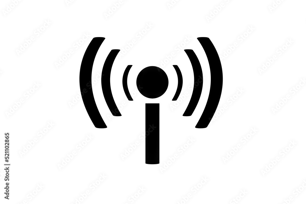 3D wifi sign symbol black white background isolated 3D wifi sign symbol black white background isolated