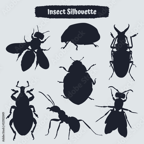 Flat insect silhouettes vector collection
