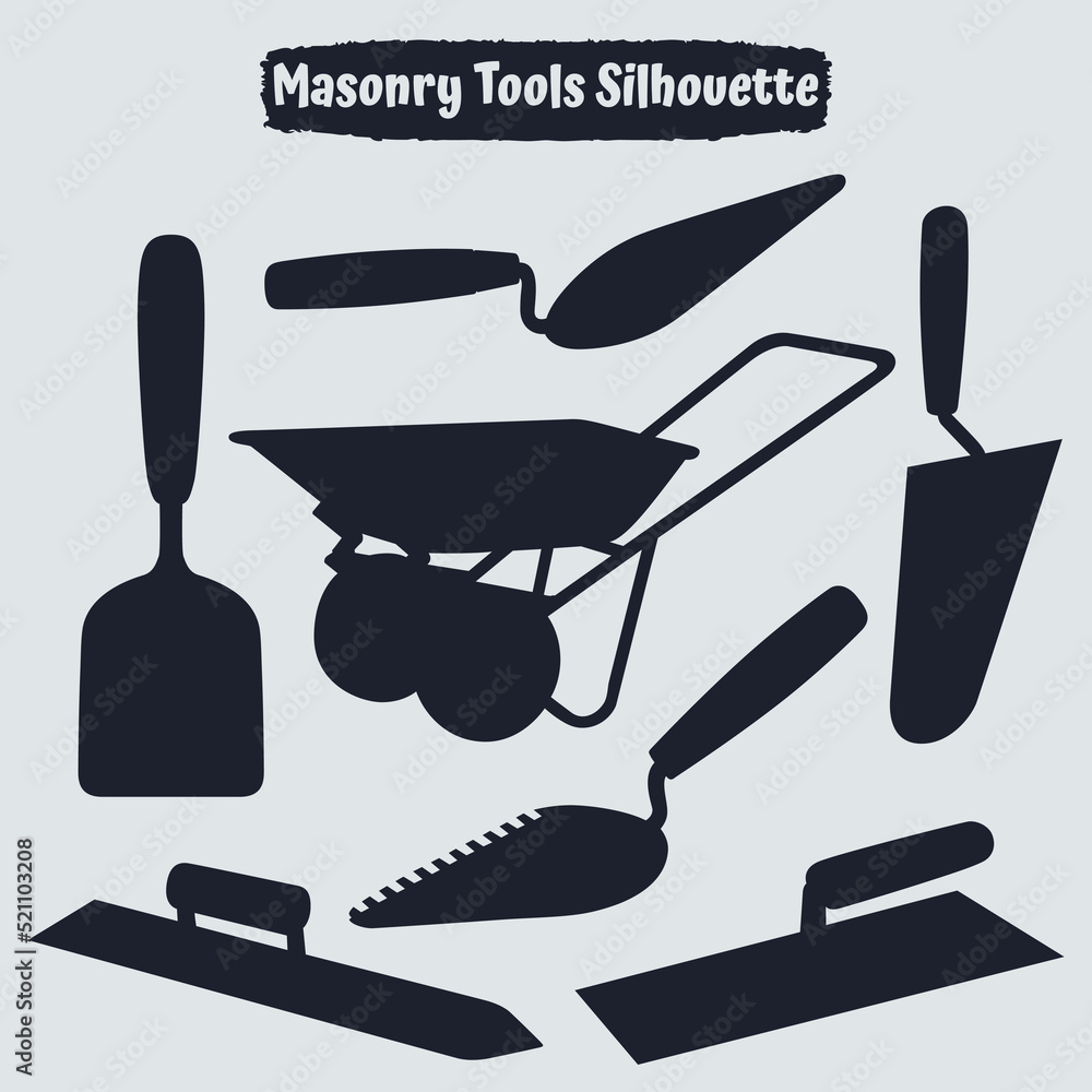 Masonry Tools Silhouette vector Stock Vector Adobe Stock