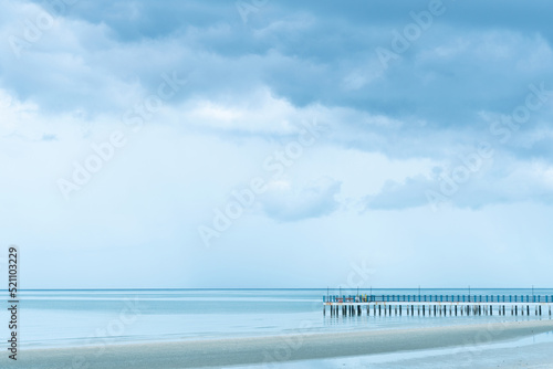 bridge with blue sea water with white cloud nature background