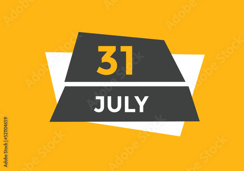 july 31 Calendar icon Design. Calendar Date 31th july. Calendar template   © creativeKawsar
