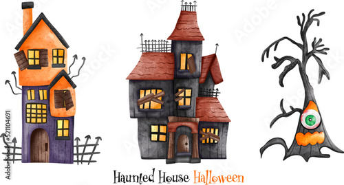 Halloween Haunted house. Halloween element. Halloween decoration..