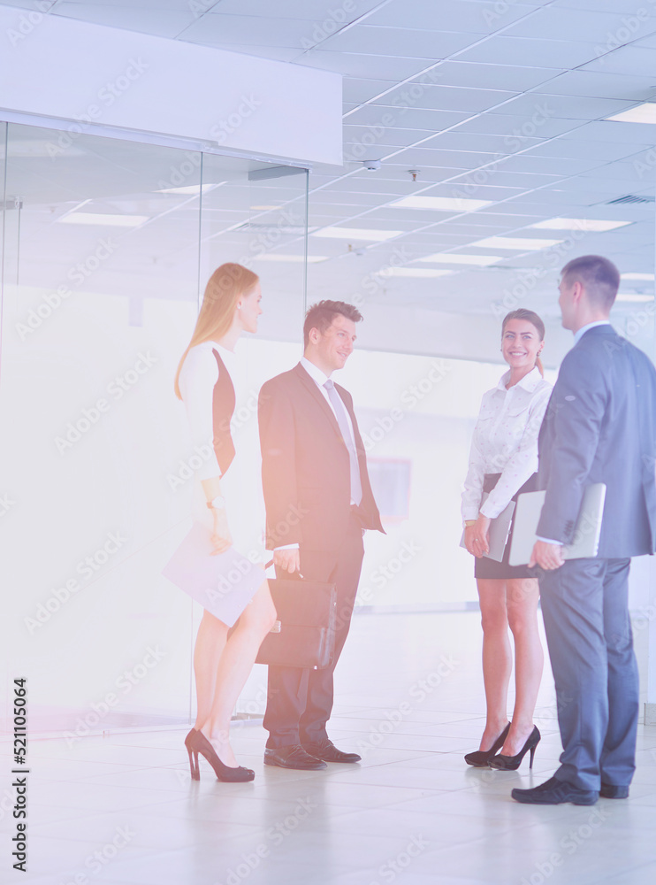 Fototapeta premium Group of business people doing presentation with laptop during meeting. Group of business people