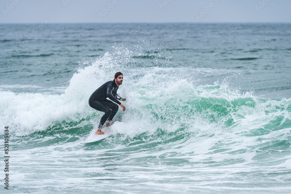 Surfer riding a wave