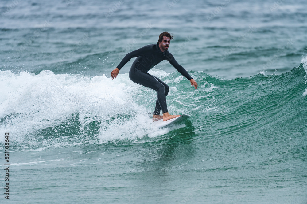 Surfer riding a wave