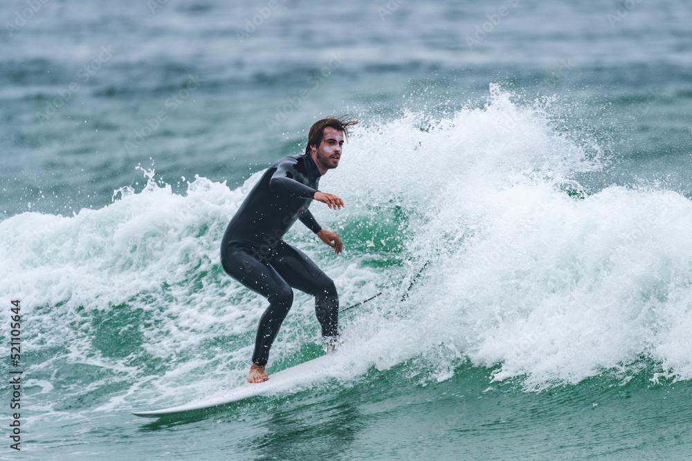 Surfer riding a wave