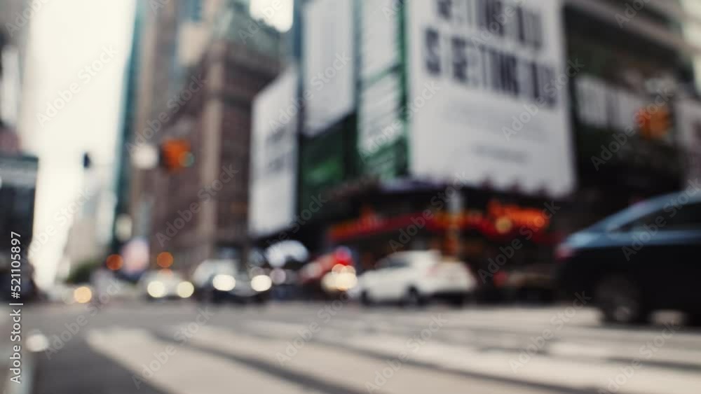 Zebra Crossing and Traffic on the Road of New York. Defocused Cityscape Zebra Crossing and Traffic on the Road of New York. Defocused Cityscape