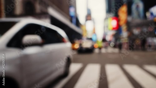 Wallpaper Mural Zebra Crossing and Traffic on the Road of New York. Defocused Cityscape Torontodigital.ca