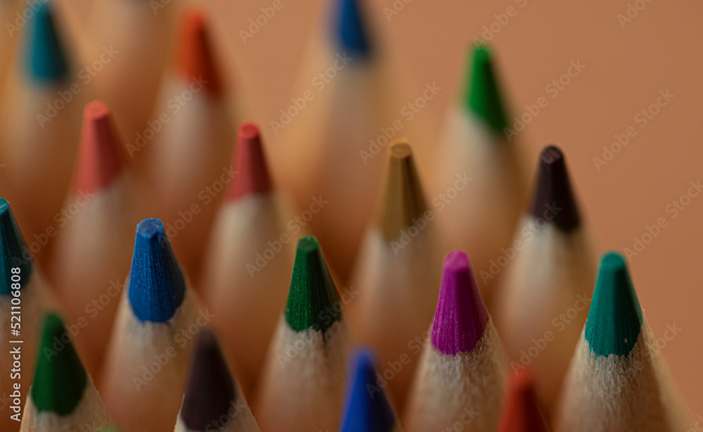 close up of colored pencils close up of colored pencils