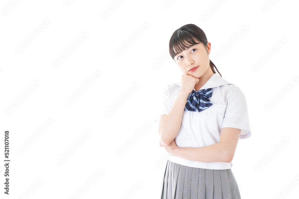 Young student thinking something with uniform