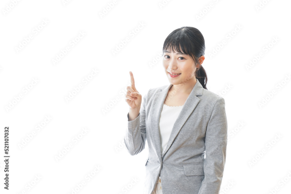 Business Woman pointing something with smile Business Woman pointing something with smile