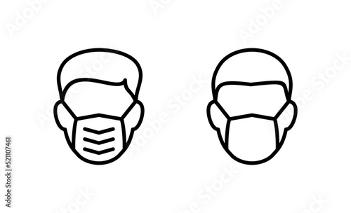 Mask icon vector. Medical mask sign and symbol. Man face with mask icon. Safety breathing mask