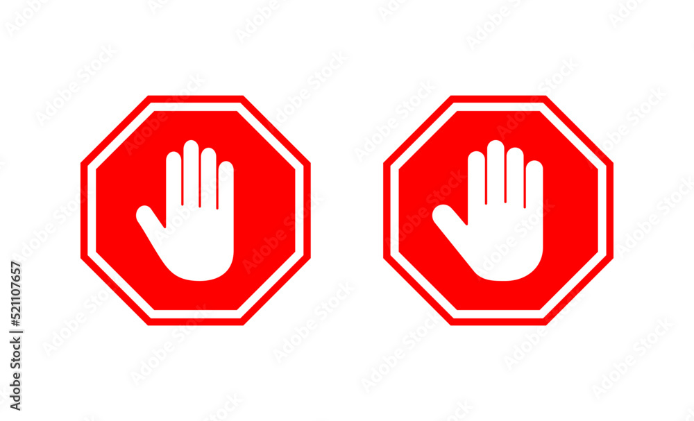 Stop icon vector. stop road sign. hand stop sign and symbol. Do not enter stop red sign with hand Stop icon vector. stop road sign. hand stop sign and symbol. Do not enter stop red sign with hand