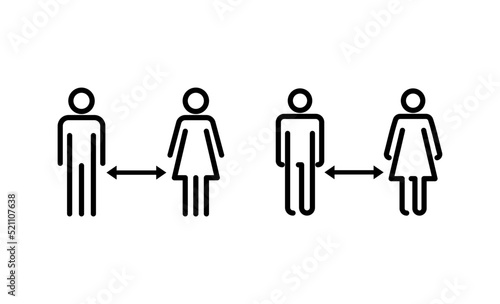 Social distancing vector. social distance sign and symbol. self quarantine sign