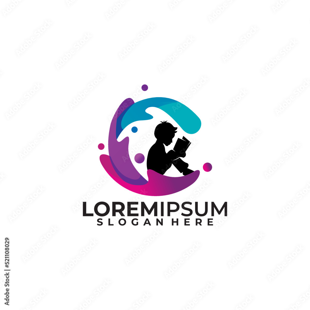 children learning logo vector design template children learning logo vector design template