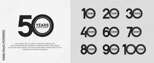set of anniversary logo black color on white background for celebration moment