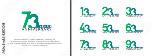 set of anniversary logo black and green color on green background for celebration moment
