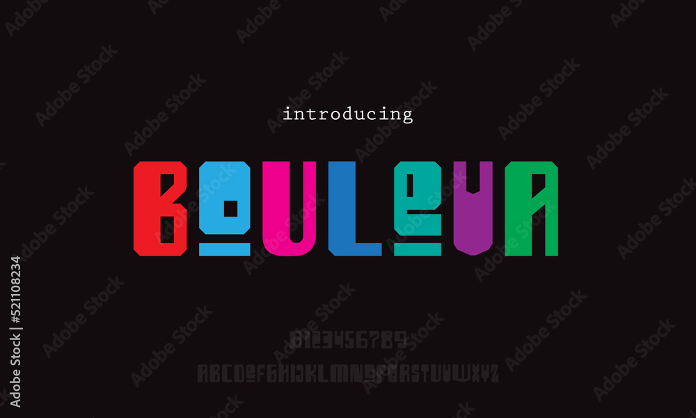 Bouleva vintage bold typeface font letter alphabet vector for poster or movie project