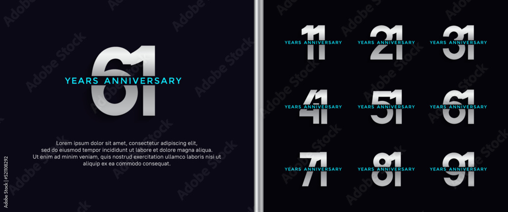 Naklejka premium set of anniversary logo white and blue color on dark blue background for celebration moment