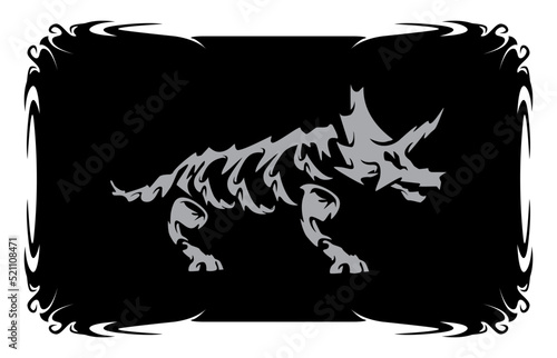 Tribal Fossil Dinosaurs Triceratops Illustrations Vector SVG